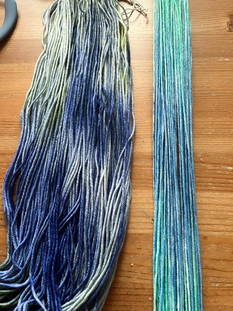 Color pooled skein and painted warps
