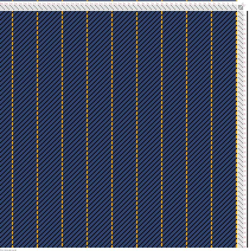 Weaving yarn in twill draft
