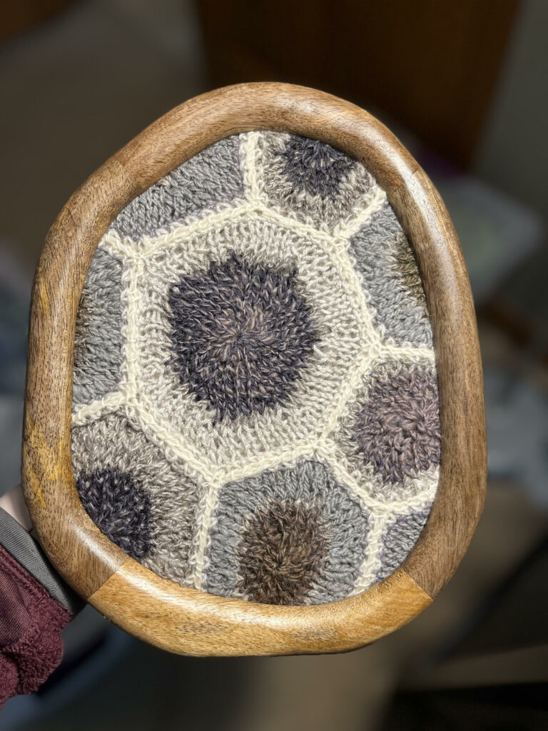 Petoskey stone knitted from handmade yarns Handwoven Gifts