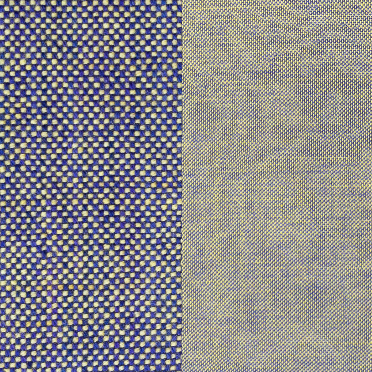 two different sized purple and yellow yarns