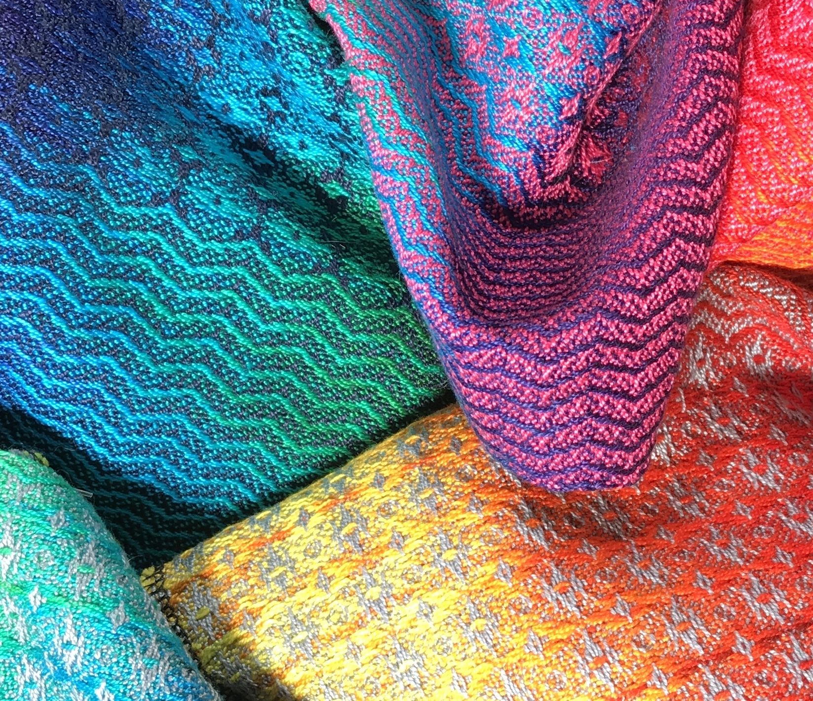 Colorful handwoven fabric samples