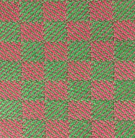Separating draft - twill blocks, woven in pink and green yarns